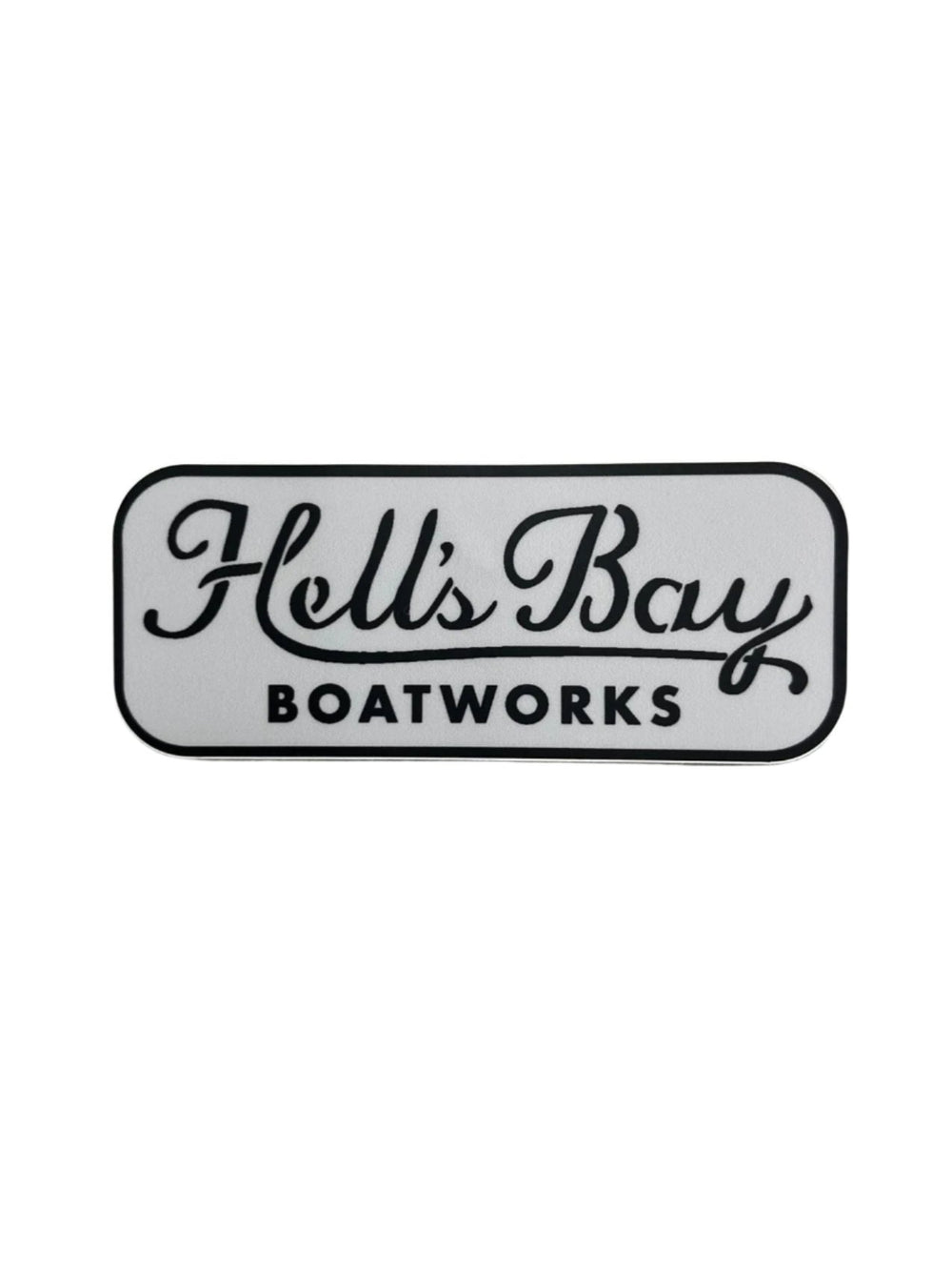 Grey Rectangle Hell's Bay Logo Sticker