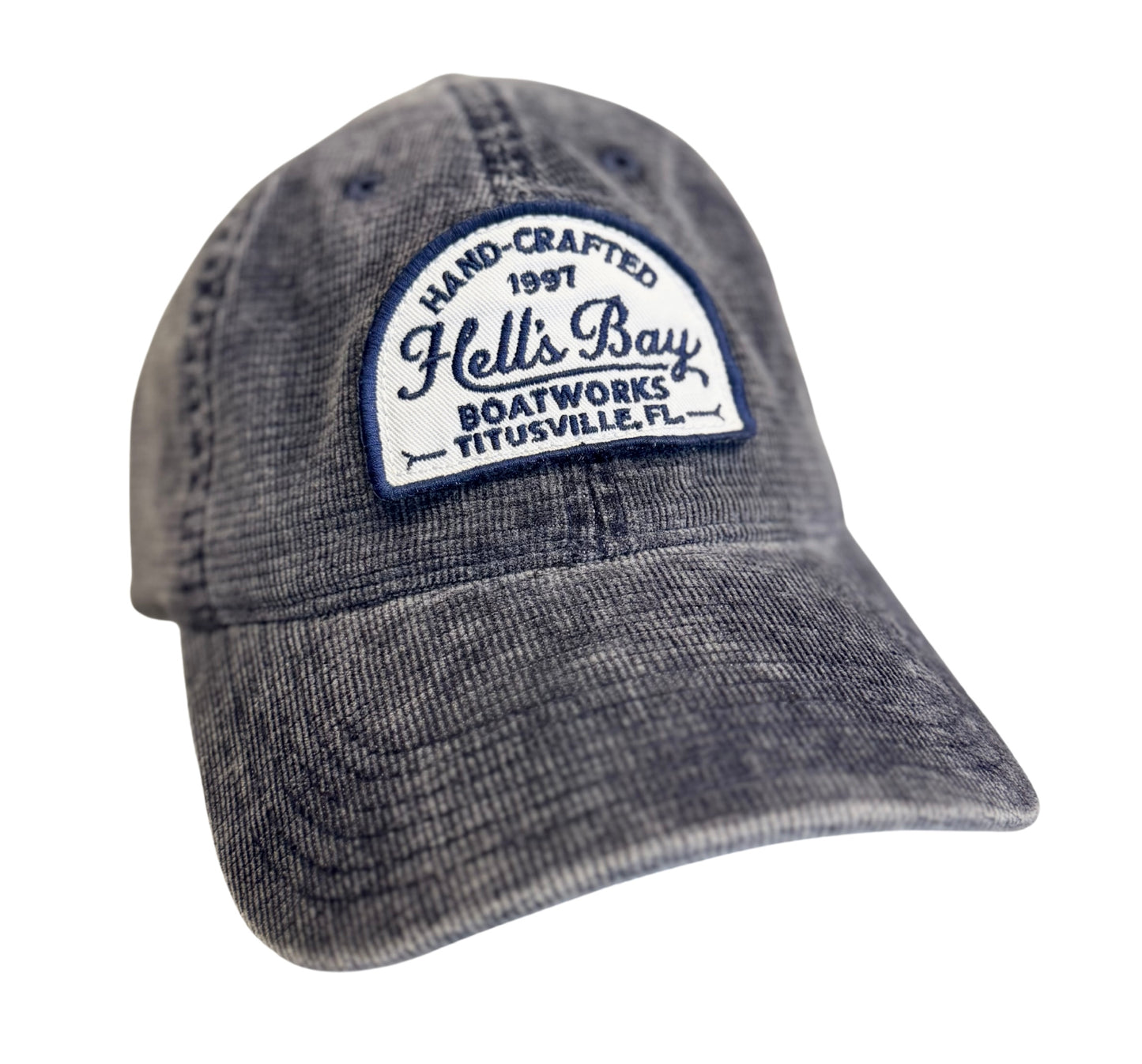 Gray cap with a logo and text on a white background