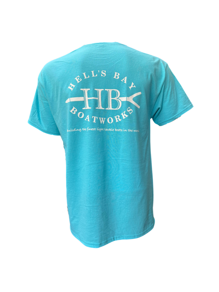 HB Logo Cotton S S t shirt Scuba Blue Hell s Bay Boatworks Shop