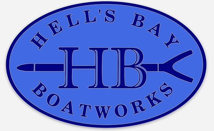 Classic Hell's Bay Oval sticker in all blue