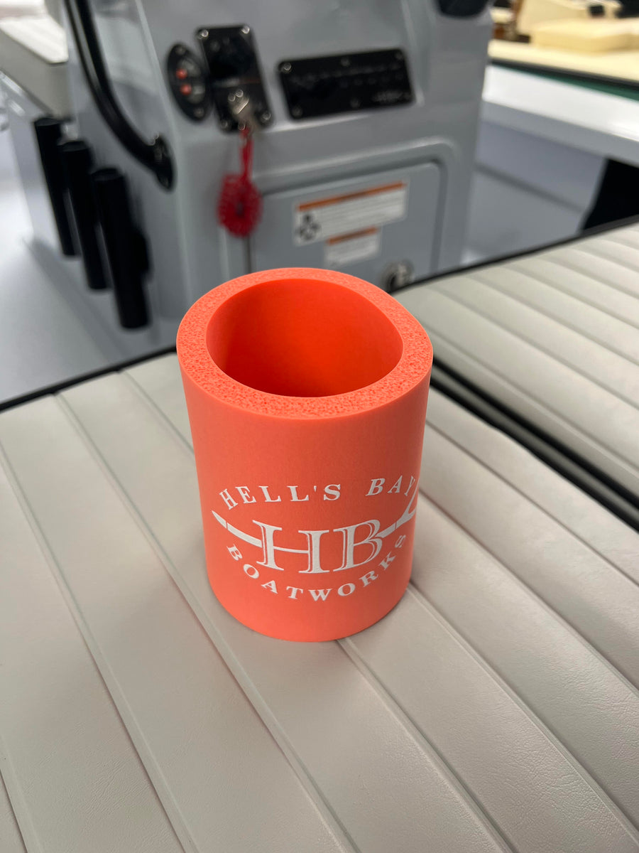 Old School Hell's Bay Thick Foam Koozie Peach Hell's Bay Boatworks Shop